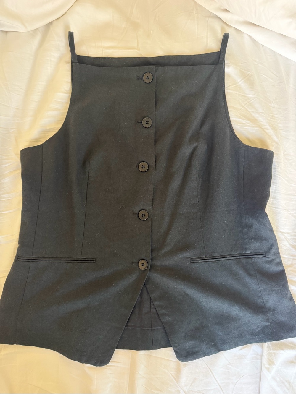 Square-Neck Vest in Drapey Twill